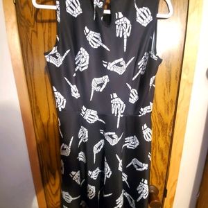 Sourpuss skeleton middle finger skater dress.
